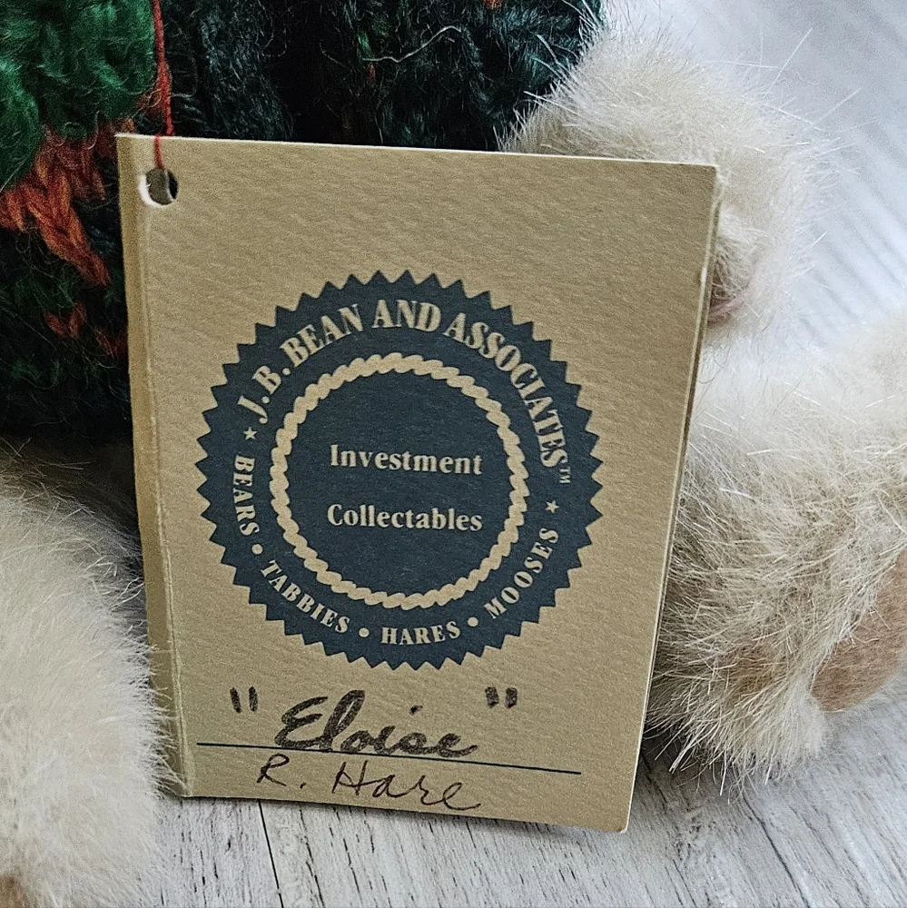 VTG 90s Boyds Bear Easter Bunny Rabbit Eloise R. Hare Crochet Carrot Hat Sweater